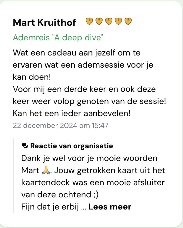 Ervaring van een deelnemer aan een ademsessie