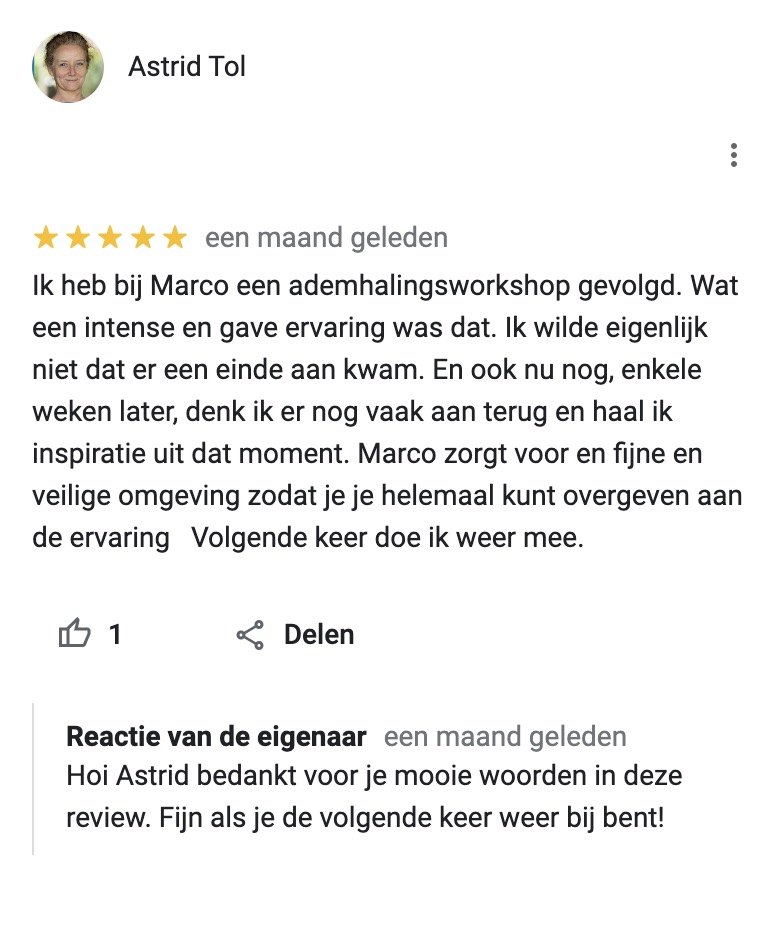 Ervaring van een deelnemer aan een ademsessie