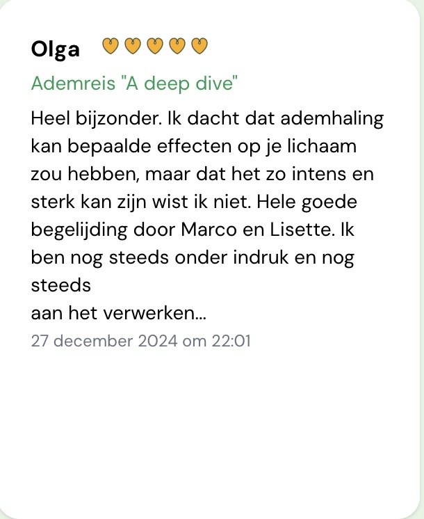 Ervaring van een deelnemer aan een ademsessie