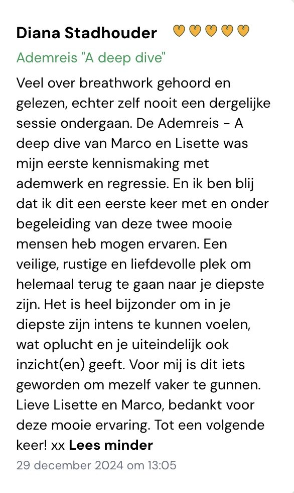 Ervaring van een deelnemer aan een ademsessie